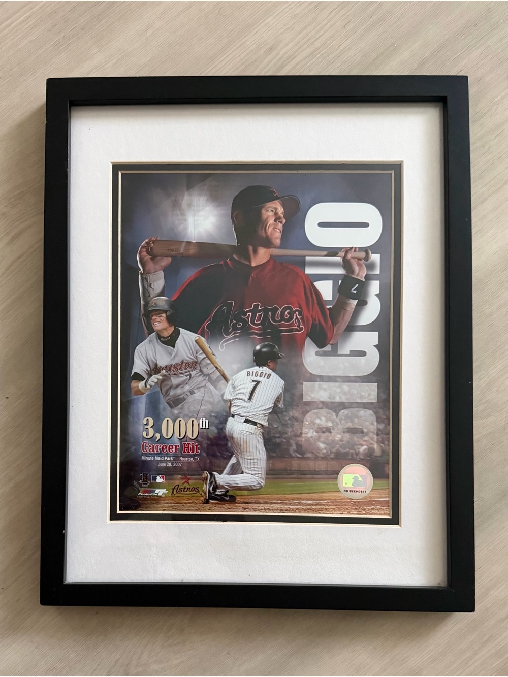 Vintage Official Licensed Houston Astros Craig Biggio 3000 Hit Litho Framed